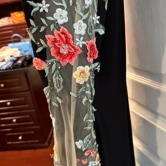 Jovani Side Sheer Flower Black Gown - Picture 3 of 5